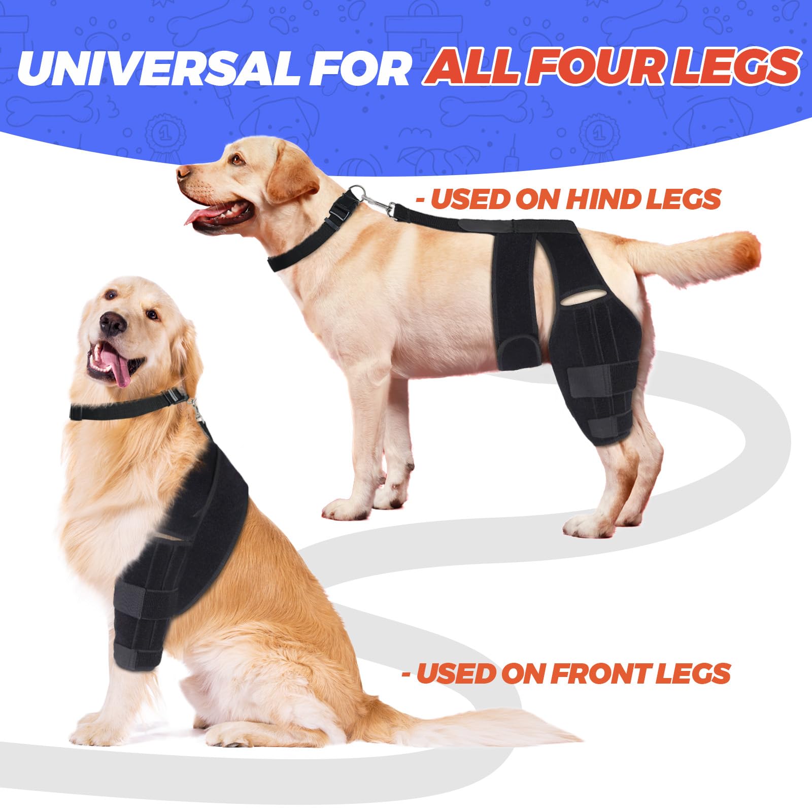 Dog Knee Brace for Torn ACL Hind Leg, Strong Dog Leg Braces for Back or Front Leg with 2 Metal Strips, Adjustable Anti-Slip Dog ACL Hip Brace for Large Medium Small Dogs with Cruciate Ligament Injury