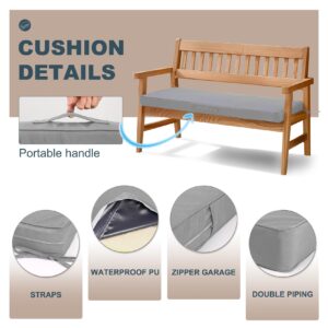 BayHomes Bench Cushions for Outdoor Indoor Furniture, Custom Waterproof Outdoor Patio Bench Cushion,Bay Window Seat Cushion with Handles and Ties