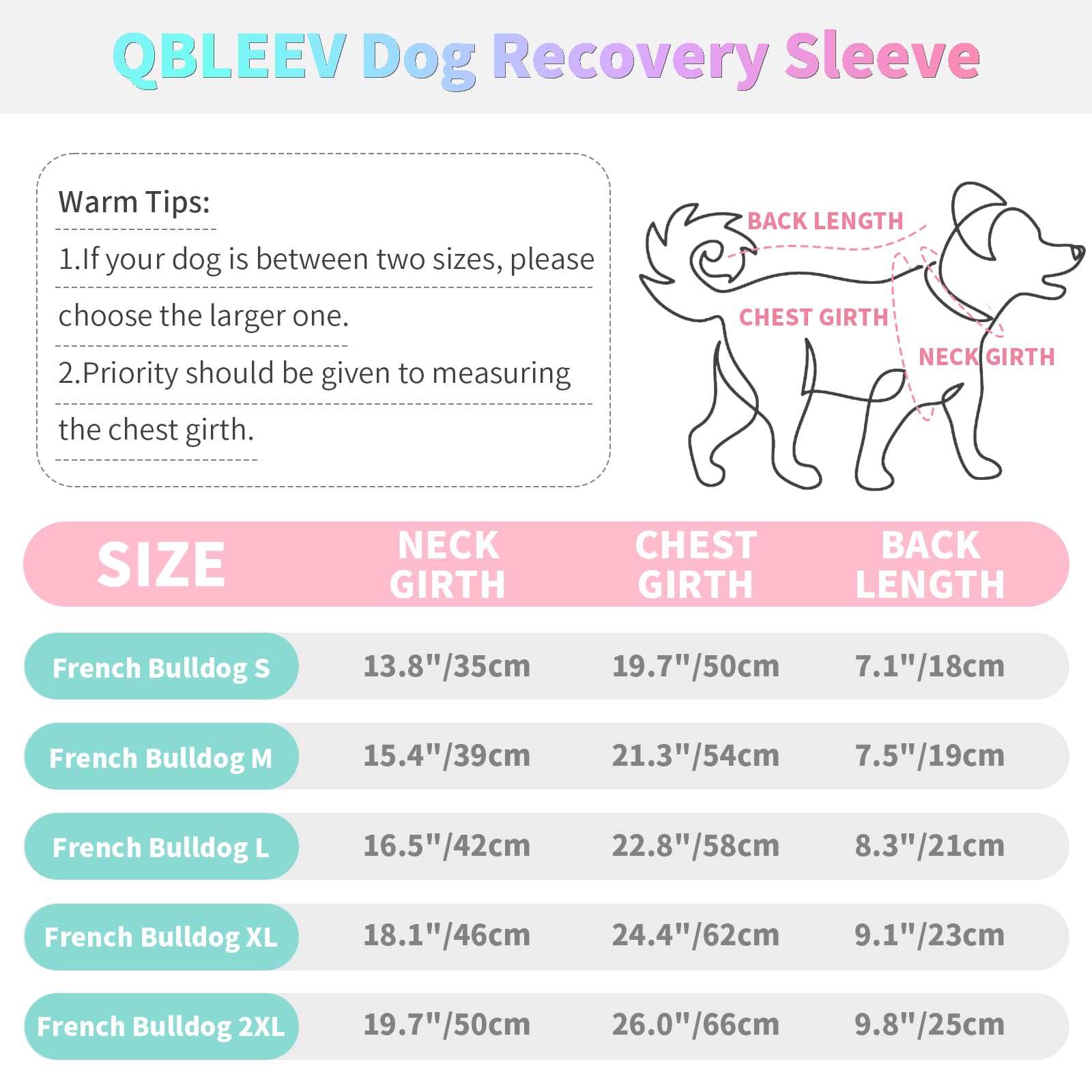 QBLEEV Dog Recovery Suit for Front Legs, Dog Recovery Sleeve to Prevent Licking, Dog Body Suits After Surgery Front Legs for Wounds, Dog Elbow Protector Dog Cone Collar Alternatives, French Bulldog M