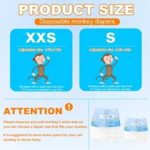 Disposable Monkey Diapers,Marmoset Diapers with Adjustable Elastic Waistline,Monkey Diapers for Pet Monkeys,Ultra Absorbent Leak-Proof,for Marmosets、Capuchin Monkeys、Proboscis Monkey Etc.(20PCS) (s)