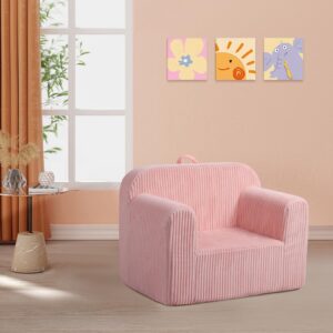 Getifun Foam Kids Sofa, Kids Armchair with Carrying Handle, Comfy Toddler Sofa Couch,Soft Toddler Armchair for Boys and Girls (Pink)