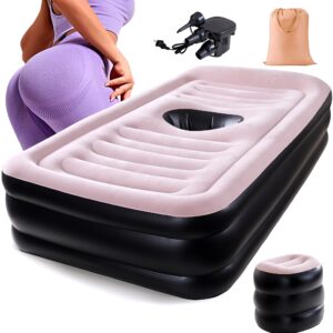 neoflavie new upgraded bbl bed with hole-inflatable bbl bed after surgery,brazilian butt lift surgery recovery mattress with carrying bag & air pump,waterproof plant velvet touch for relax sleep-pink