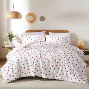 nayoroom heart comforter set twin size kawaii red heart pattern comforter kids girls cute heart-shaped comforter 2pcs soft lightweight bedding set for all seasons (1 comforter, 1 pillowcase)