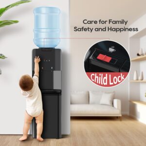 Urbansync Hot & Cold Top Loading Water Dispenser, 3 5 Gallons Water Coolers with Removable Drip Tray & Storage Cabinet, 3 Temperatures, Home, Child Safety Lock, Office, Living Room.