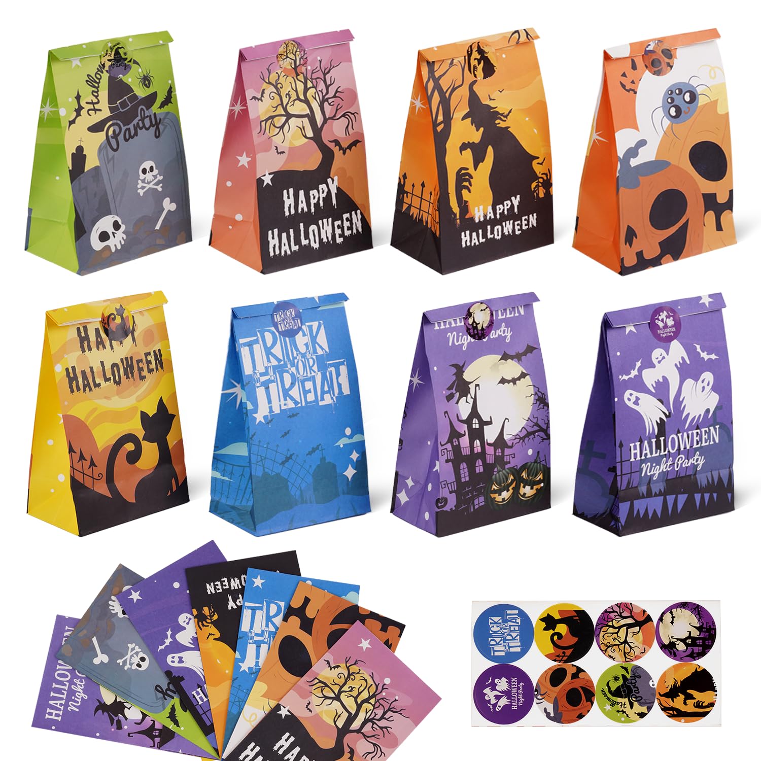 Linelglobal Halloween Treat Bag for Party Favor Kid Goodie Bag 24 Pack