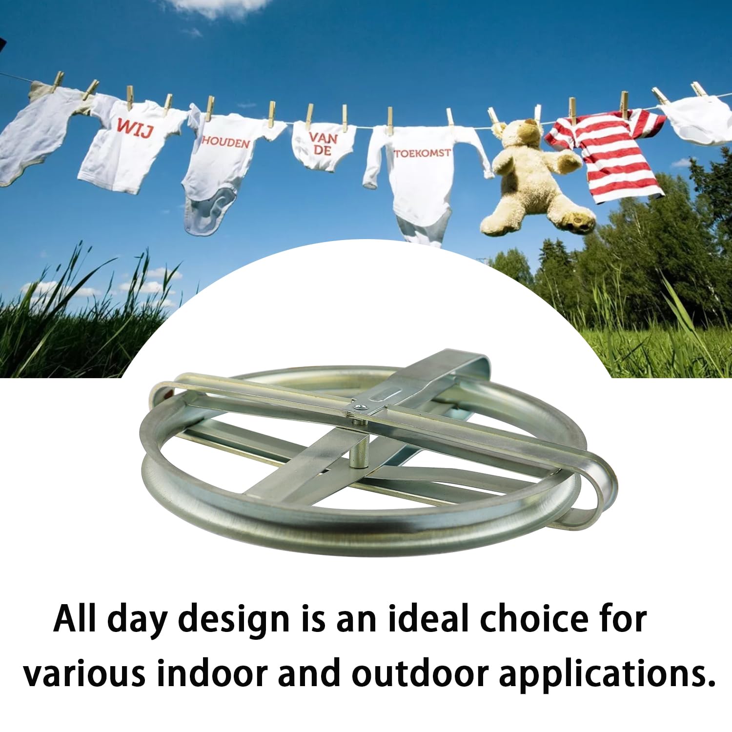 AACGIN Clothesline Pulley 8 Inch Metal Clothes Line Pulley Weather Resistant Nylon Rope Pulley for Outdoor Clotheslines Fits Rope Up to 3/5-in - Silver