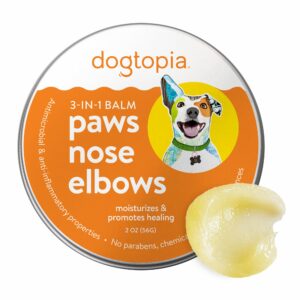 dogtopia 3-in-1 balm for pets | 2oz nourishing balm for dry, cracked skin in dogs | protective balm moisturizes and heals pets’ paws, noses, and elbows