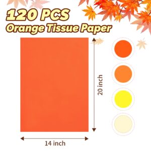 Simetufy Orange Tissue Paper for Gift Bags, 120 Sheets 14 x 20 Inches Yellow Wrapping Paper for Packaging, Tissue Paper Bulk for Fall, Halloween, Thanksgiving, Birthday, Holiday Decor and DIY Craft