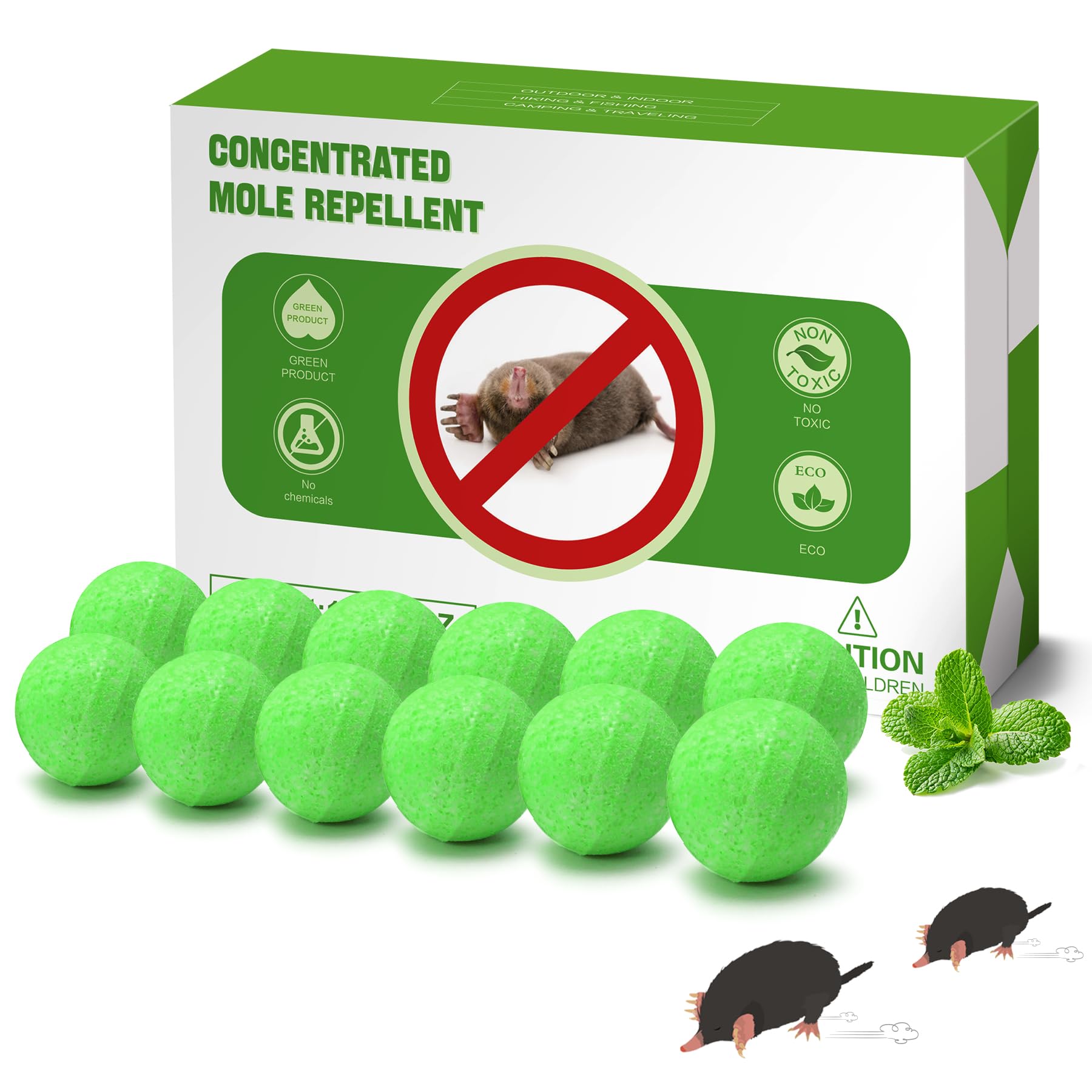 MAGIC CAT Mole Repellent for Lawns, 12 Pack Natural Castor Oil Vole Repellent Outdoor Pet Plant Safe, Gopher Repellent Mole Deterrent to Keep Mole Vole Groundhog Out of Your Lawn Yard Garden