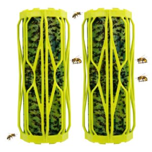 dwcom 2 pack wasp traps outdoor, carpenter bee traps for outside, fly traps outdoor, fly traps for indoors, flying catcher, gnat, mosquito, bee, wasp flying insect killer