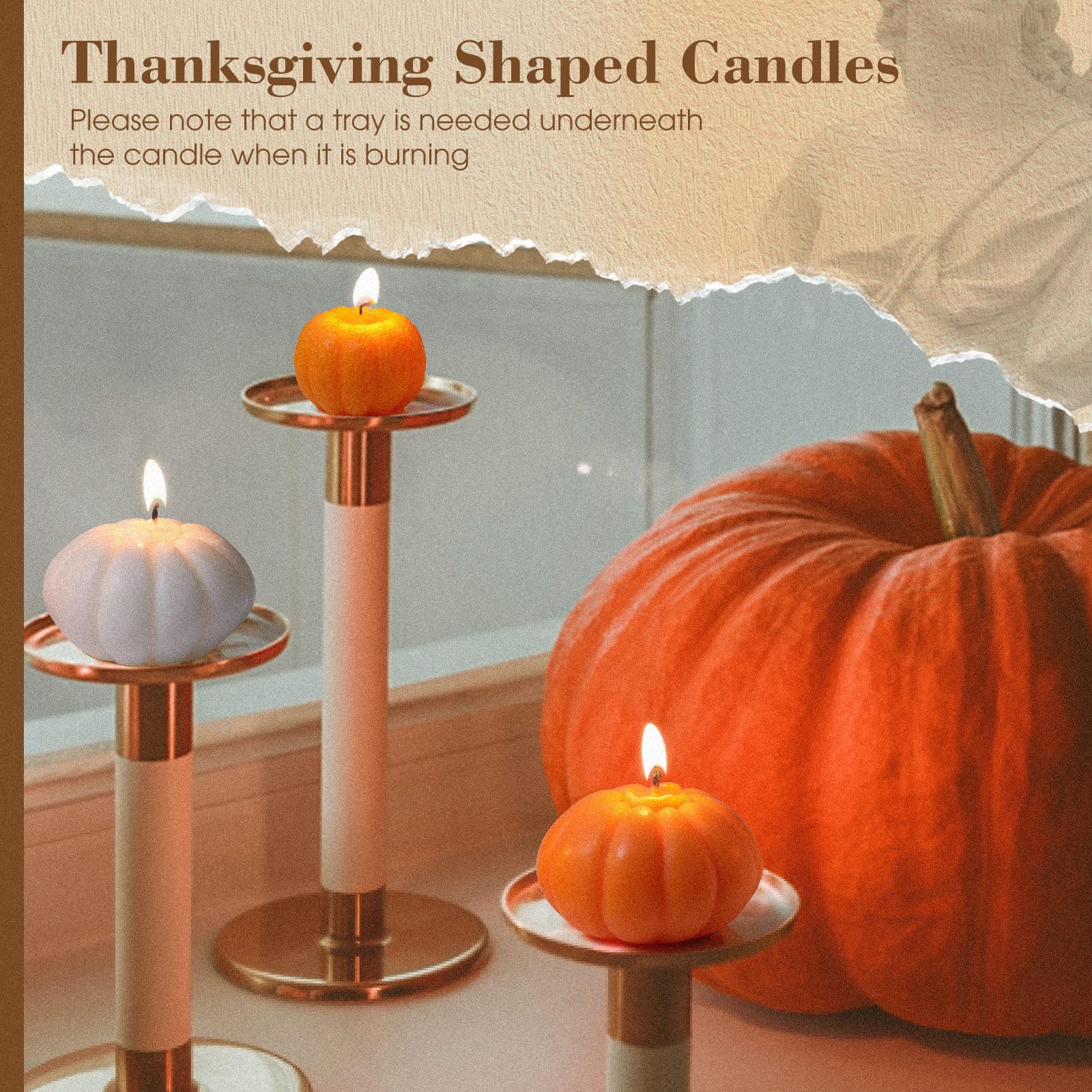 6 Pcs Fall Pumpkin Candles Thanksgiving Pumpkin Shaped Candle Decor Halloween Home Decoration Scented Candles Handmade Wax Candle for Bedroom Bathroom Party