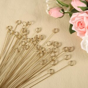 NQEUEPN 40pcs Flower Card Holder Stick, Metal Wire Floral Picks Round Photo Clip Holder Gold Photo Holders for Flower Arrangements Wedding Cake Toppers Table Number Card Note Birthday Party