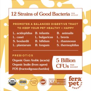 Fera Pets Probiotic & Postbiotic Bundle for Dogs & Cats – Organic Probiotics with 12 Strains, Prebiotics, Oregano, Thyme & Tynagen for Digestive and Immune Support – 60 Servings & 120 Servings