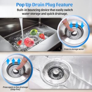 NinjaTiger Kitchen Sink Drain Strainer - 2 Pack 3-in-1 Stainless Steel Pop Up Sink Stopper Sink Strainer Basket Sink Stopper Filter Plug for US Standard 3-1/2 Inch Sink Drain | Silver- 2Pack