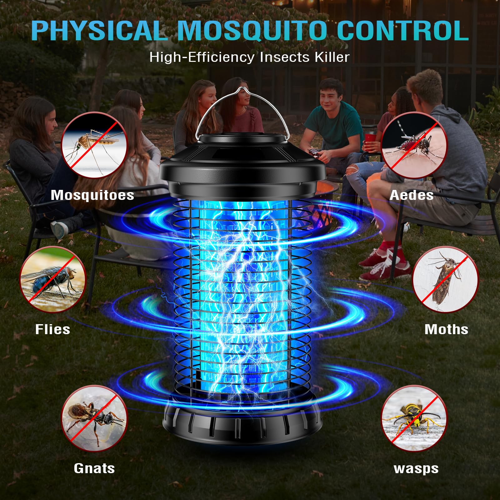 Bug Zapper Outdoor Mosquito Repellent Outdoor Patio Mosquito Zapper 4200V Indoor Fly Trap Mosquito Repellent Mosquito Trap Killer for Home, Patio, and Backyard