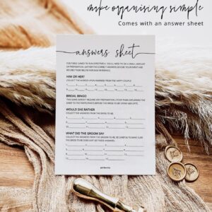 Bridal Shower Games - Set of 4 Bridal Shower Games for 30 Guests, Double-Sided Cards (Eucalyptus)