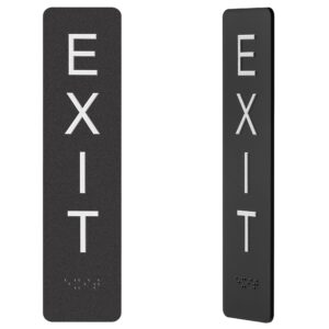 exit sign with ada braille for business door - ada compliant office door signs for exit with double sided mounting tape, vertical horizontal exit sign