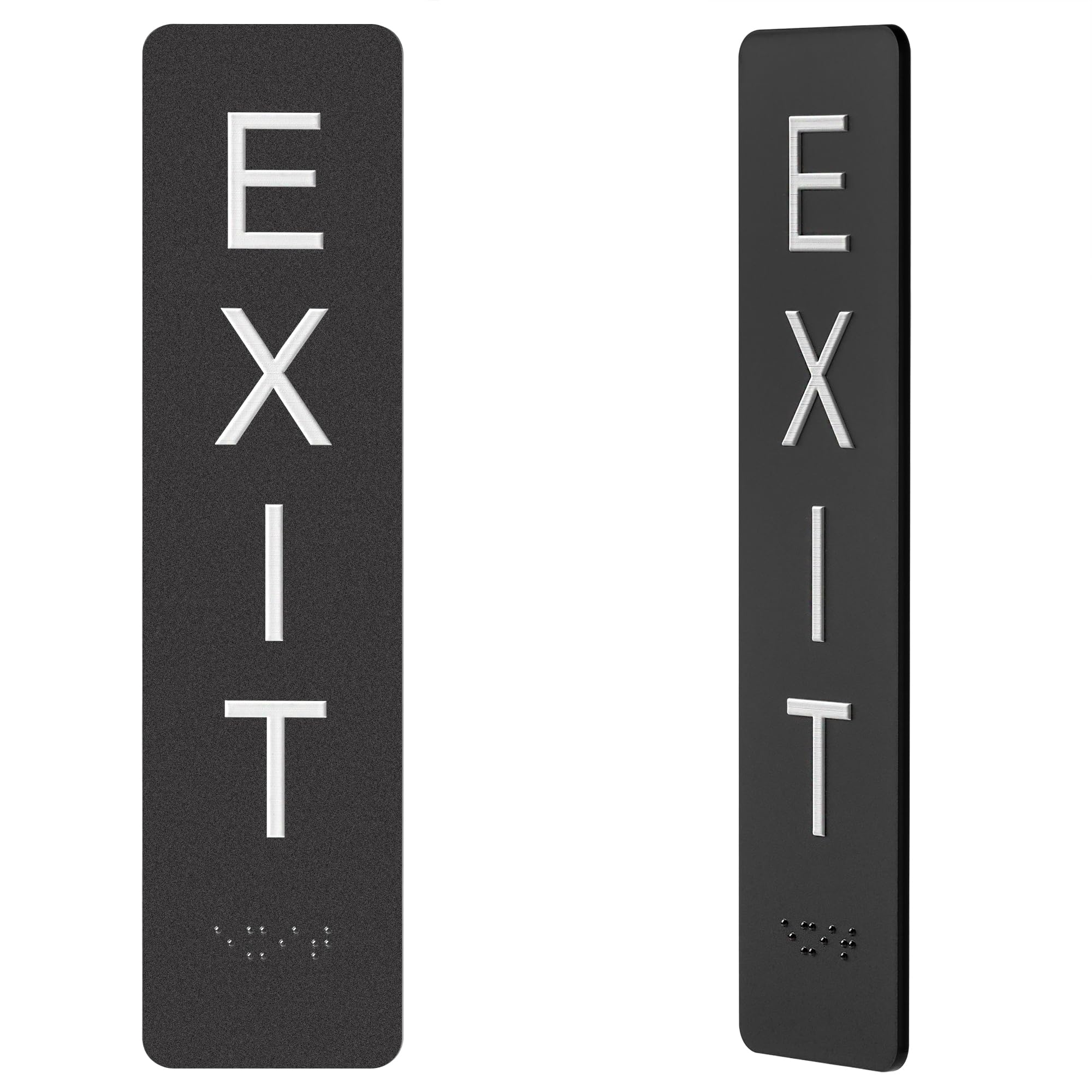 Exit Sign with ADA Braille for Business Door - ADA Compliant Office Door Signs for Exit with Double Sided Mounting Tape, Vertical Horizontal Exit Sign