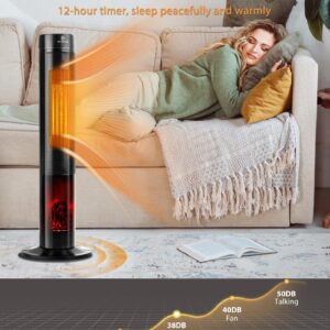 Space Heater Indoor, Airvention 1500W 34" Electric Heater for Large Room, 4 Modes,12H Timer, PTC Ceramic Heating with Thermostat, Remote, Portable Tower Heater for Office, Bathroom, Bedroom,AI-H300