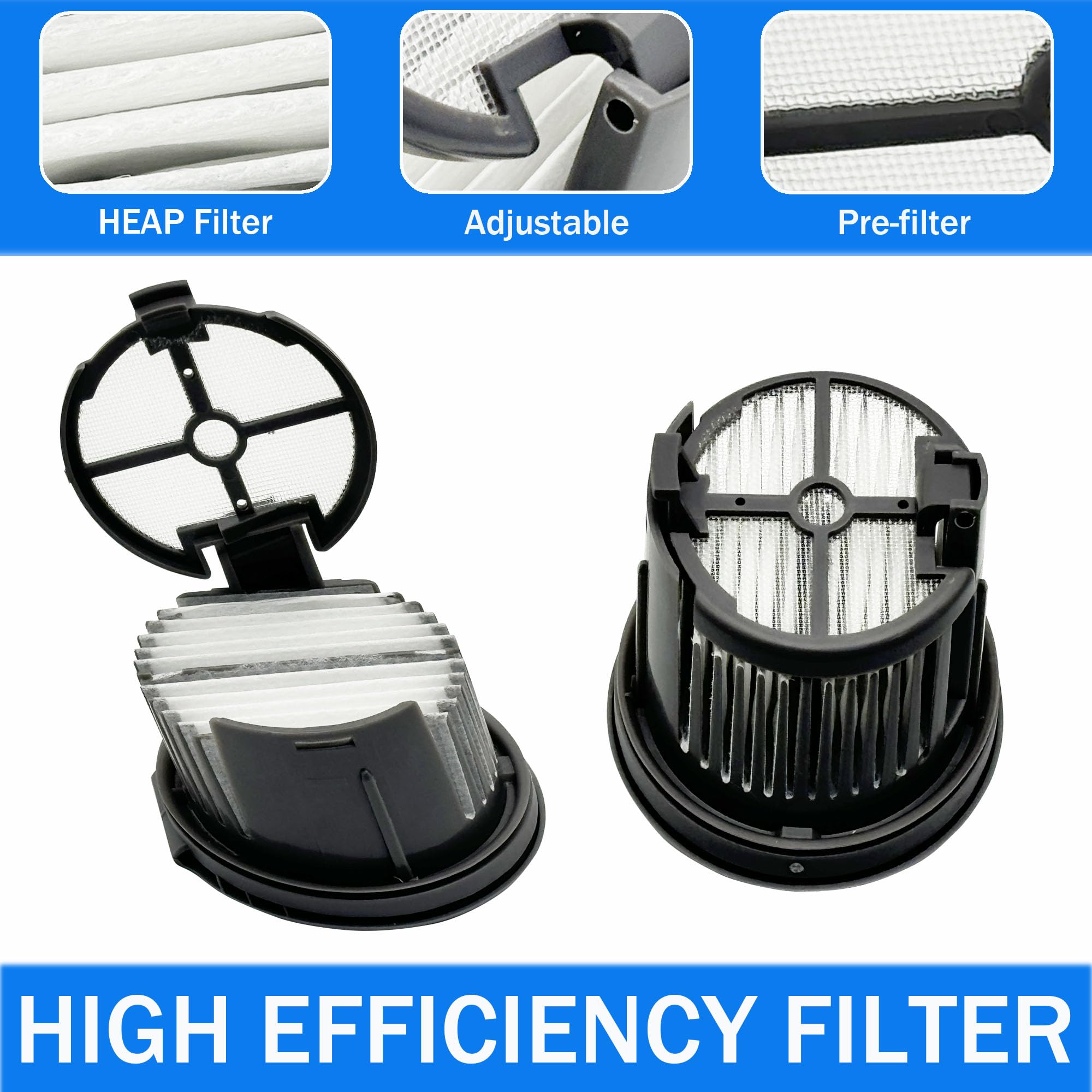 Brush Rollers and Filters Replacement Compatible with Dreame H14 Vacuum Cleaner- 2 Brush Rollers + 2 Vacuum Filters + 1 Cleaning Tool