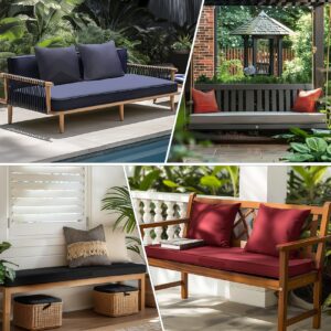 BayHomes Bench Cushions for Outdoor Indoor Furniture, Custom Waterproof Outdoor Patio Bench Cushion,Bay Window Seat Cushion with Handles and Ties