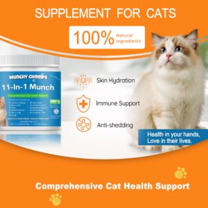 Munchy Chomps 11-in-1 Munch for Cats - Comprehensive Health Support with Multivitamins - Supports Immune, Joint, Skin & Digestive Health - Prevents Hairballs (Salmon)