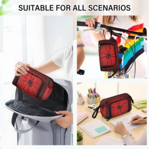 Fisyme Halloween Spider Web Pencil Case Large Capacity Pencil Pouch Pen Bags Box Big Makeup Pencil Case Organizer