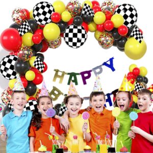 Lnkdeya Race Car Balloons Party Supplies - Racing Cars Theme Birthday Party Decorations Garland Arch for Boys Cars Party Baby Shower