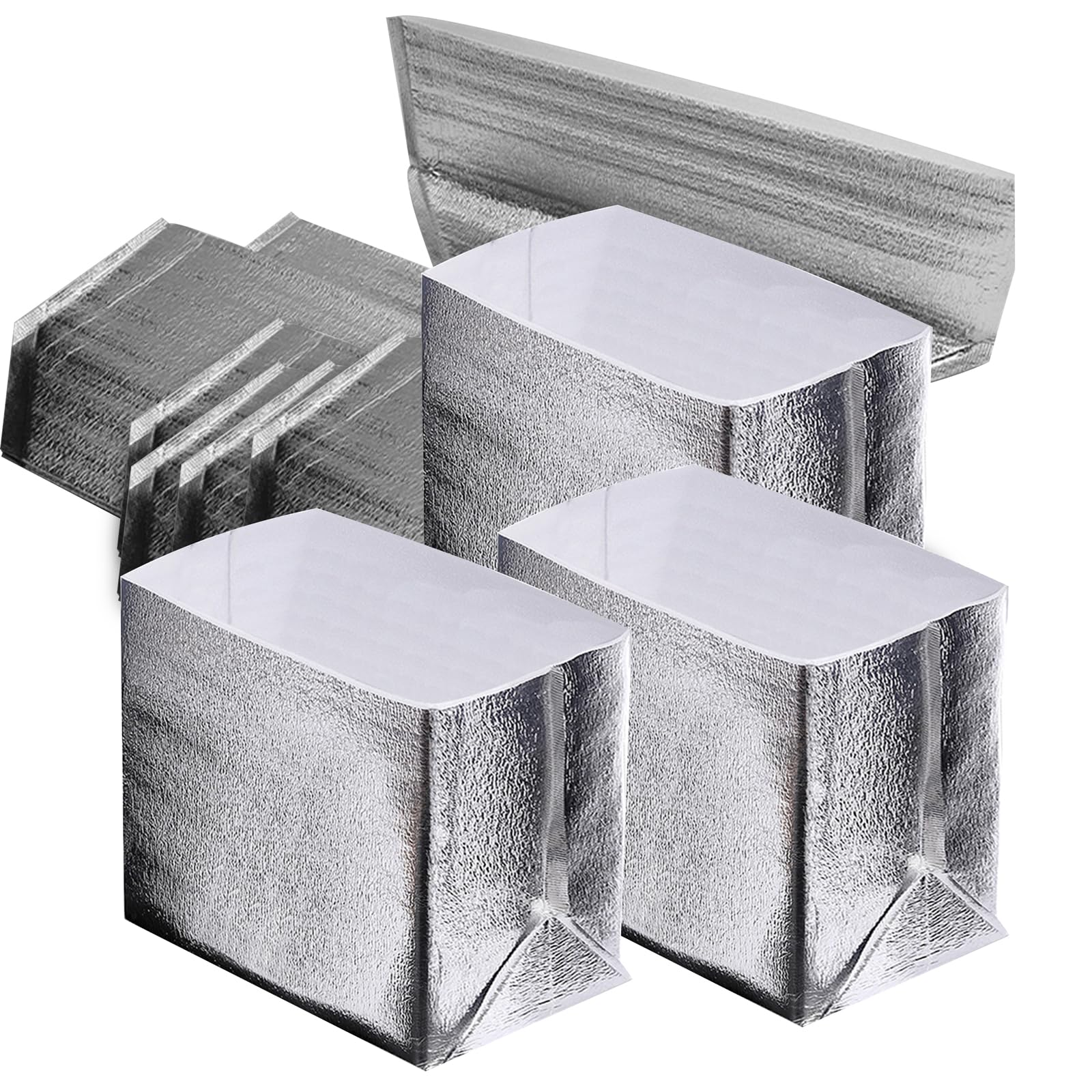 10 PCS Reusable Insulated Shipping Bags 13.4 x 9.5 x 13 Inch, Thermal Box Liners for Lunch Box Camping Picnic Foil Insulated Bag Liner Waterproof Insulation Package for Frozen and Hot Food