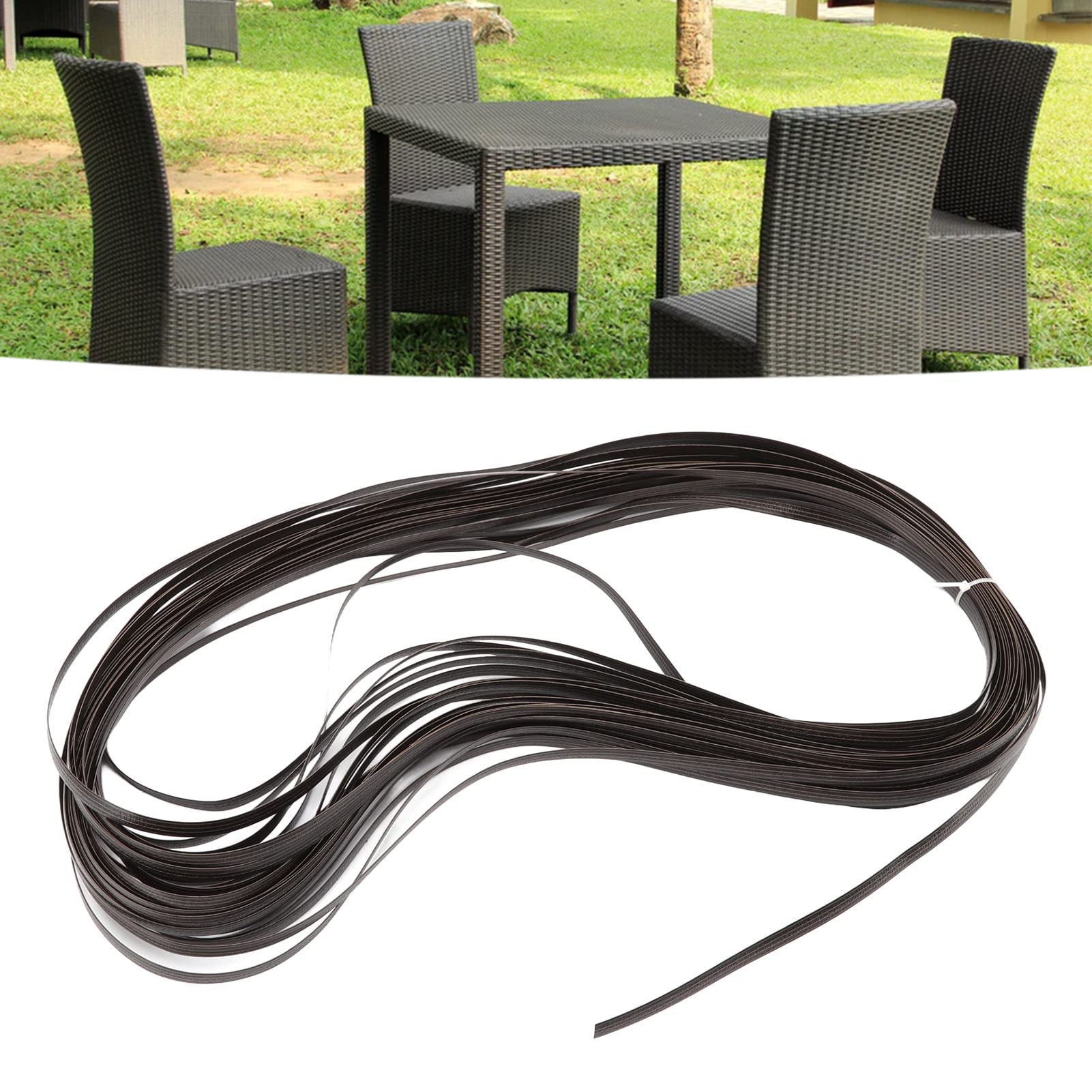 Wicker Repair Kit Plastic Patio Chair Table Sofa Synthetic Rattan Material for Furniture (Double Sided Dark Brown)