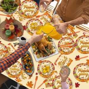 99 Pcs Friendsgiving Party Decorations, Friendsgiving Decorations Tableware Set Includes Happy Friendsgiving Banner, Friendsgiving Tablecloth, Friendsgiving Plates And Napkins Sets for 24 Guests