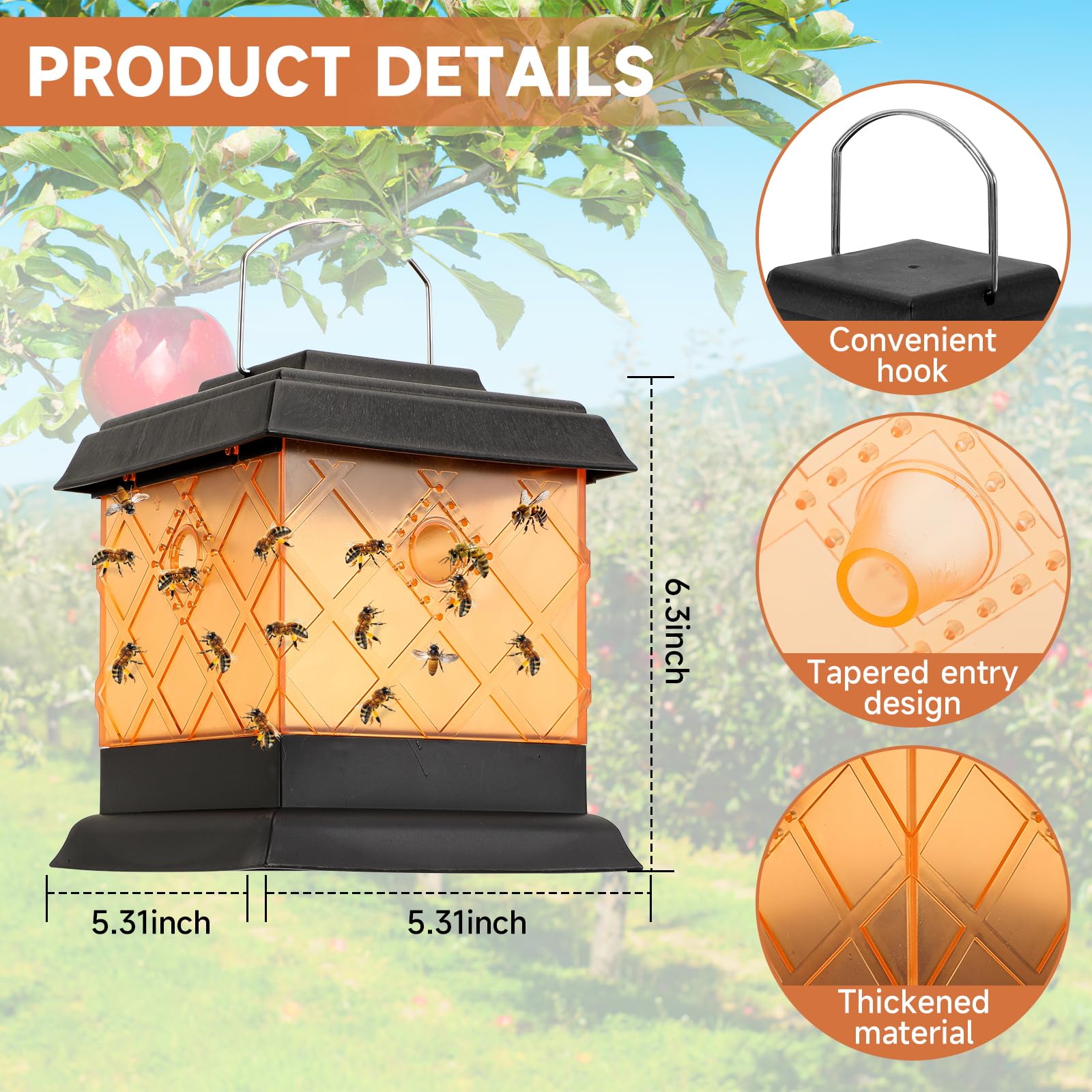 12 Packs Wasps Box Outdoor Hanging,Bees Box Catcher Wasps Reusable Yellow Jacket Box