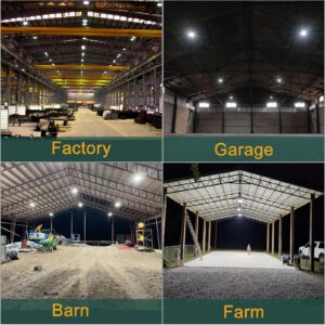 LED High Bay Light 400W（480x1W LED） 60000lm High Bay LED Lights, 5000K High Bay LED Shop Lights with US Plug, AC100-277V UFO Commercial Bay Lighting for 30-55FT Height -2Pack