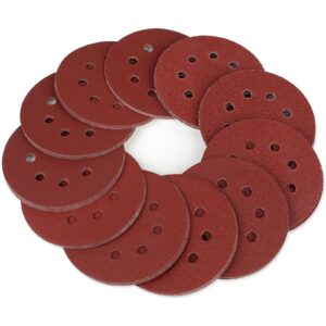 romeda 50pcs sanding discs, 5 inch 8 hole orbital sander sandpaper, 11 grades include 40/60/80/100/120/150 /180/240/320/400/600 grits sanding discs hook and loop for random orbital sander