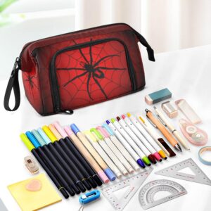 Fisyme Halloween Spider Web Pencil Case Large Capacity Pencil Pouch Pen Bags Box Big Makeup Pencil Case Organizer