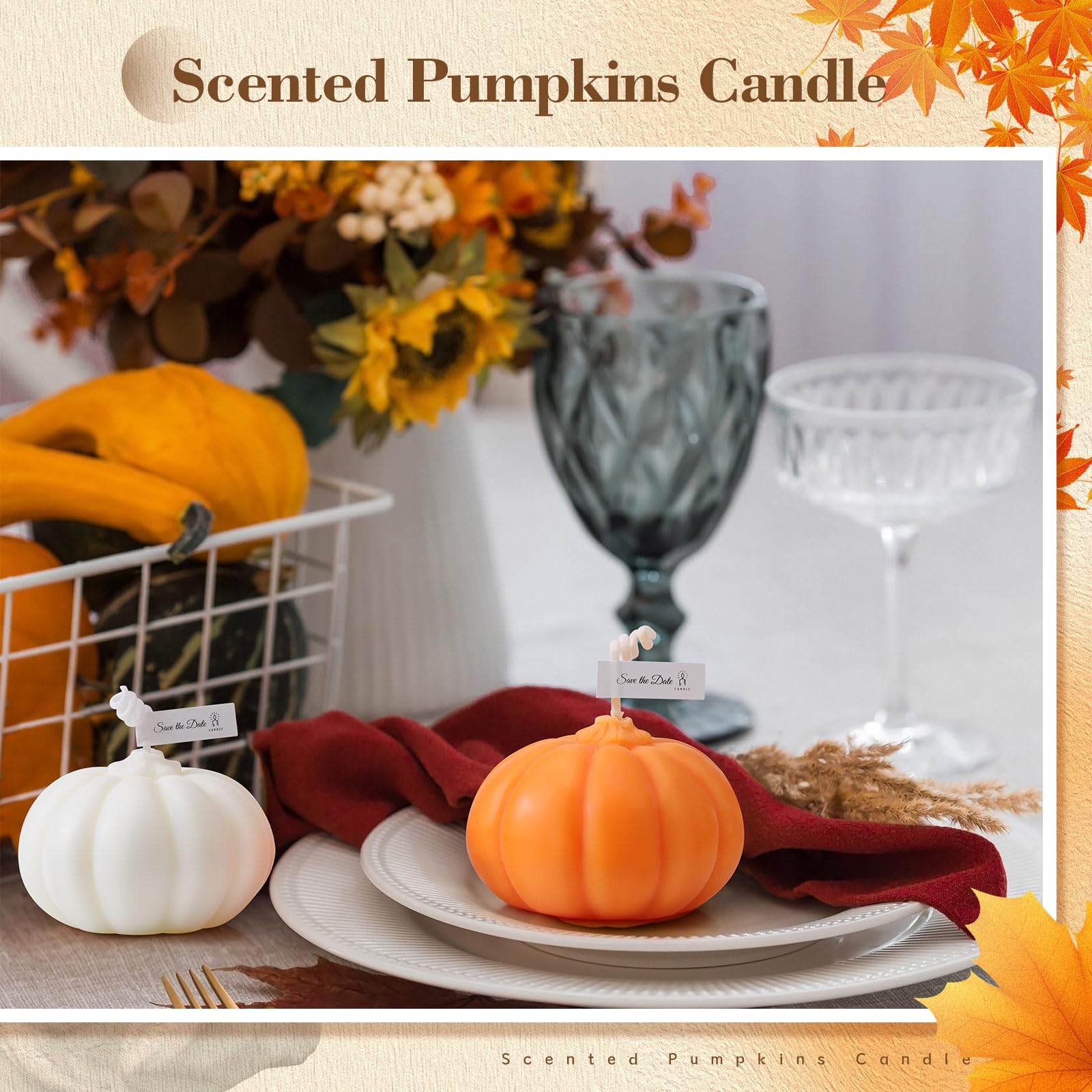 6 Pcs Fall Pumpkin Candles Thanksgiving Pumpkin Shaped Candle Decor Halloween Home Decoration Scented Candles Handmade Wax Candle for Bedroom Bathroom Party