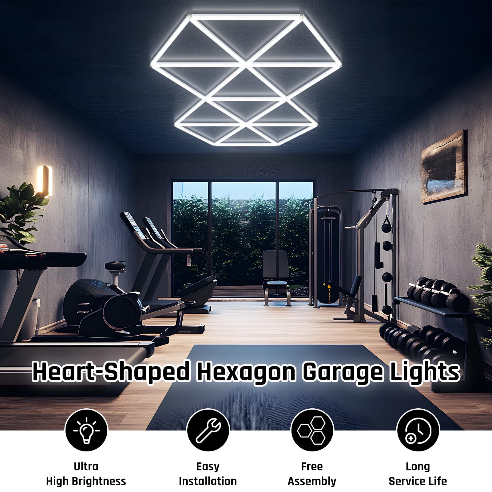 X-Litall Hexagon Garage Lights, Super Bright Garage Lights Ceiling Led Hexagon 27 Pack 6500K for Gym, Basement, Warehouse,Auto Beauty Shop,Car Care Wash Room