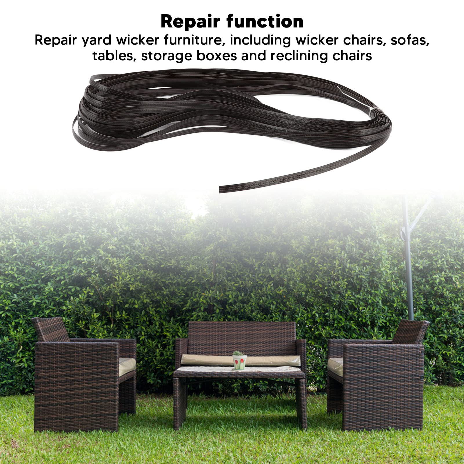 Wicker Repair Kit Plastic Patio Chair Table Sofa Synthetic Rattan Material for Furniture (Double Sided Dark Brown)