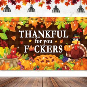 friendsgiving party decorations, thankful for you banner for happy thanksgiving party decor, friends giving party wall backdrop, friendsgiving sign office decorations indoor