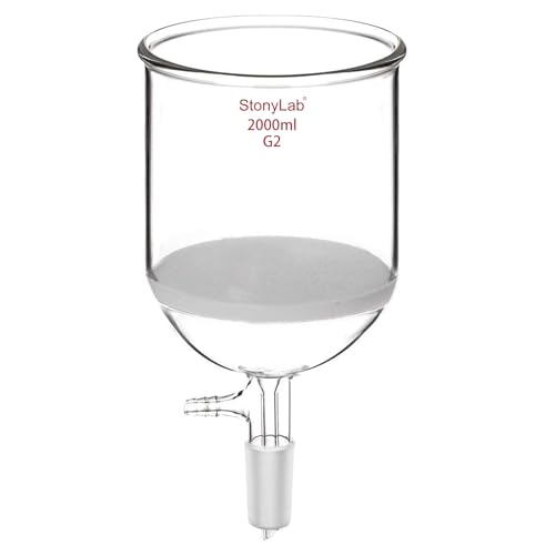 StonyLab Borosilicate Glass Buchner Filtering Funnel 1000ml with Medium Frit(G2), 155mm Inner-Diameter,145mm Depth, with 24/40 Standard Taper Inner Joint and Vacuum Serrated Tubulation (2000ml)