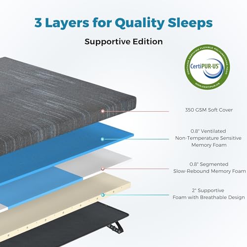 LINSY Cooling Firm Foam Mattress Queen, Multi-Layer Memory Foam Mattress Topper Queen with Removable Cover, 3.5 Inch Firm Foam Queen Mattress Topper, CertiPUR-US and Oeko-TEX Certified