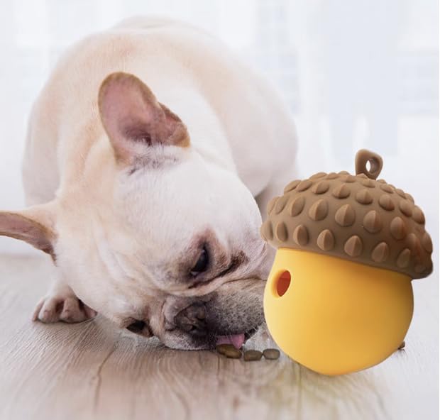 PiPiCat Dog Treat Dispenser Toy Dog Puzzle Toys Interactive Treat Enrichment Dog Toy Stimulating Toys Acorn Shaped with Leakage Holes