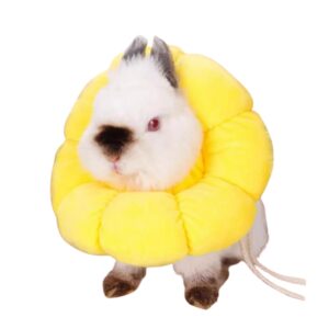 rabbit protection cone extra small soft elizabethan collar for bunny chinchilla guinea pig small cat recovery collar kitten e collar alternative after surgery wound healing donut collar (yellow, xs)