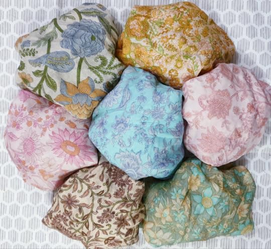 Generic VINTAGEFABULOZ Sari Silk Fabric Lot 15 Pieces Aqua Craft Scrapbook Art Doll Scrapbook and Jewellery Gift Wrap (15pcs_ DULLMUTED)