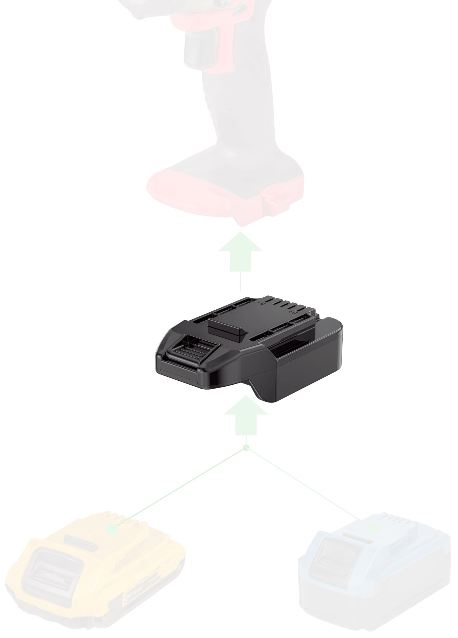 NovaQuantic Enhanced 2-in-1 Adapter for Bauer 20V Tools - Compatible with DeWalt & Hercules 20V Batteries for Power Supply Only, No Charging Function, Black, 1 Adapter Only