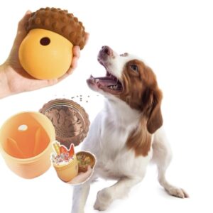 PiPiCat Dog Treat Dispenser Toy Dog Puzzle Toys Interactive Treat Enrichment Dog Toy Stimulating Toys Acorn Shaped with Leakage Holes