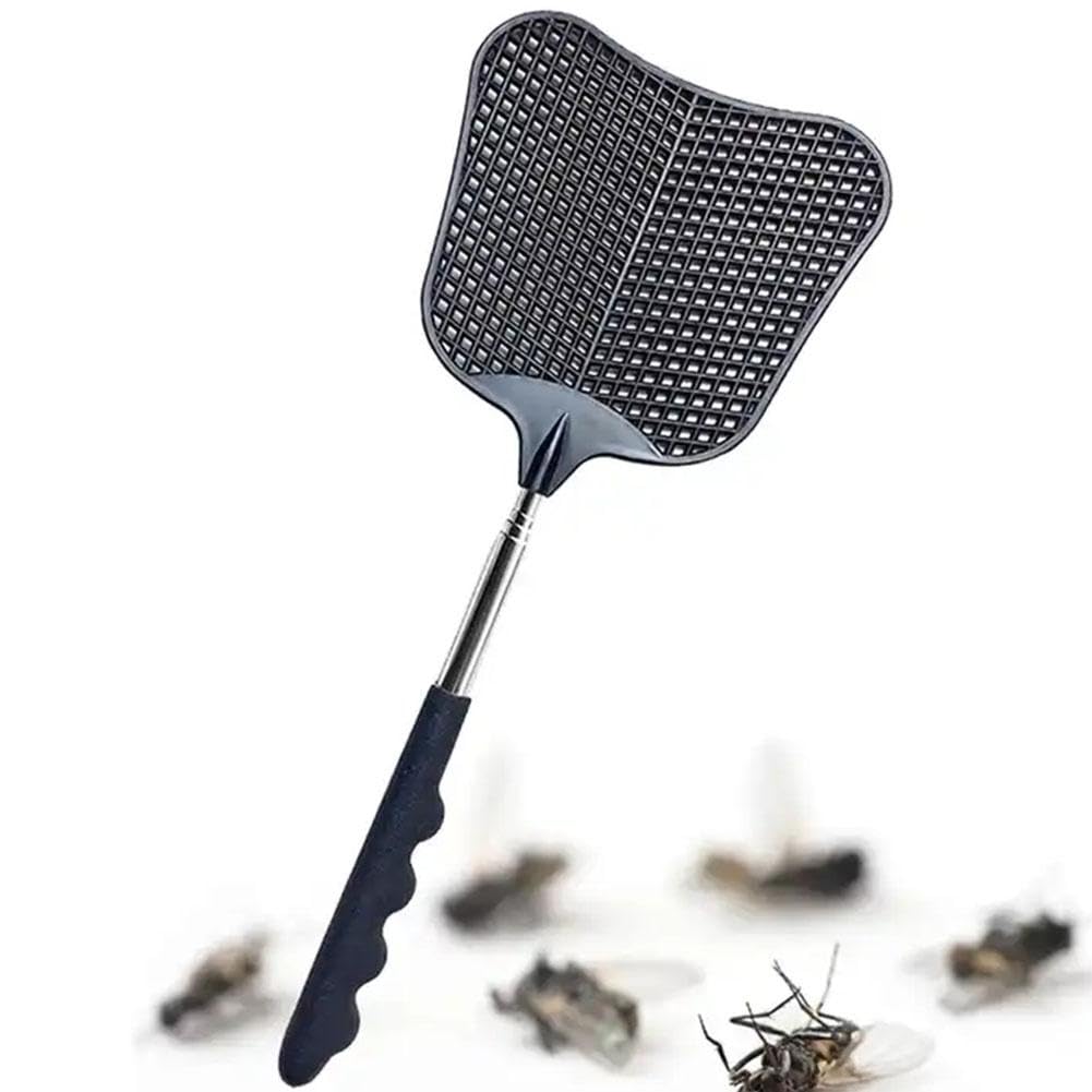 Telescopic Fly Swatters,Heavy Duty Plastic Fly Swatter,Telescopic Fly Swatters Indoor Mosquito,Flyswatter with Stainless Steel Handle for Outdoor Rustic Bug Swatter Flies,Mosquitoes and Bees