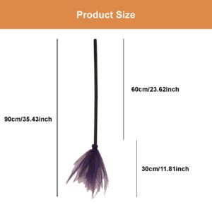 Ragyzity Halloween Witch Broom Plastic Witch Broomstick with Detachable Handle, Halloween Cosplay Costume Props, Halloween Broomstick Witch Costume Accessories, Witch Flying Broomstick (Purple)