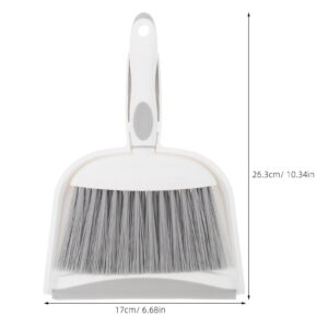 Cabilock 1 Set Mini Dustpan and Brush Set Table Cleaning Brush Dustpan Kit Home Small Broom with Dustpan Plastic Cleaner Broom for Office Desk Housekeeping Pet Nest Grey