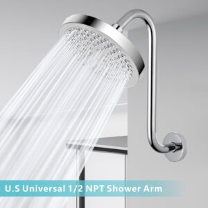 Nuodan Shower Head Extension Arm with Flange, S Shaped High Rise Gooseneck Showerhead Riser Pipe, Standard 1/2" Connection - Bathroom Accessory (12 Inch, Chrome)